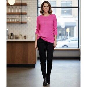 Christopher & Banks Long Sleeve Sweater Crew Neck size L Pink Cozy Casual